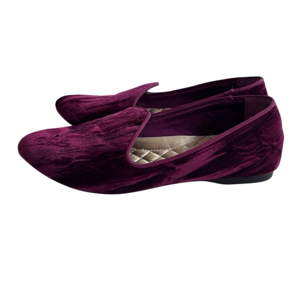Birdies "The Heron" Maroon Velvet Slippers Sz 6 - Picture 1 of 8